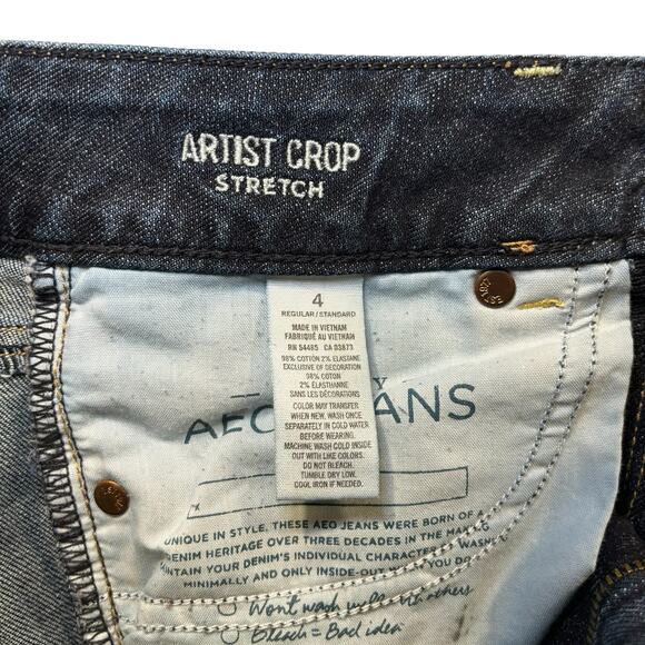 American Eagle Artist Crop Stretch Denim Cut Offs Womens Size 4 Distressed - Picture 5 of 5